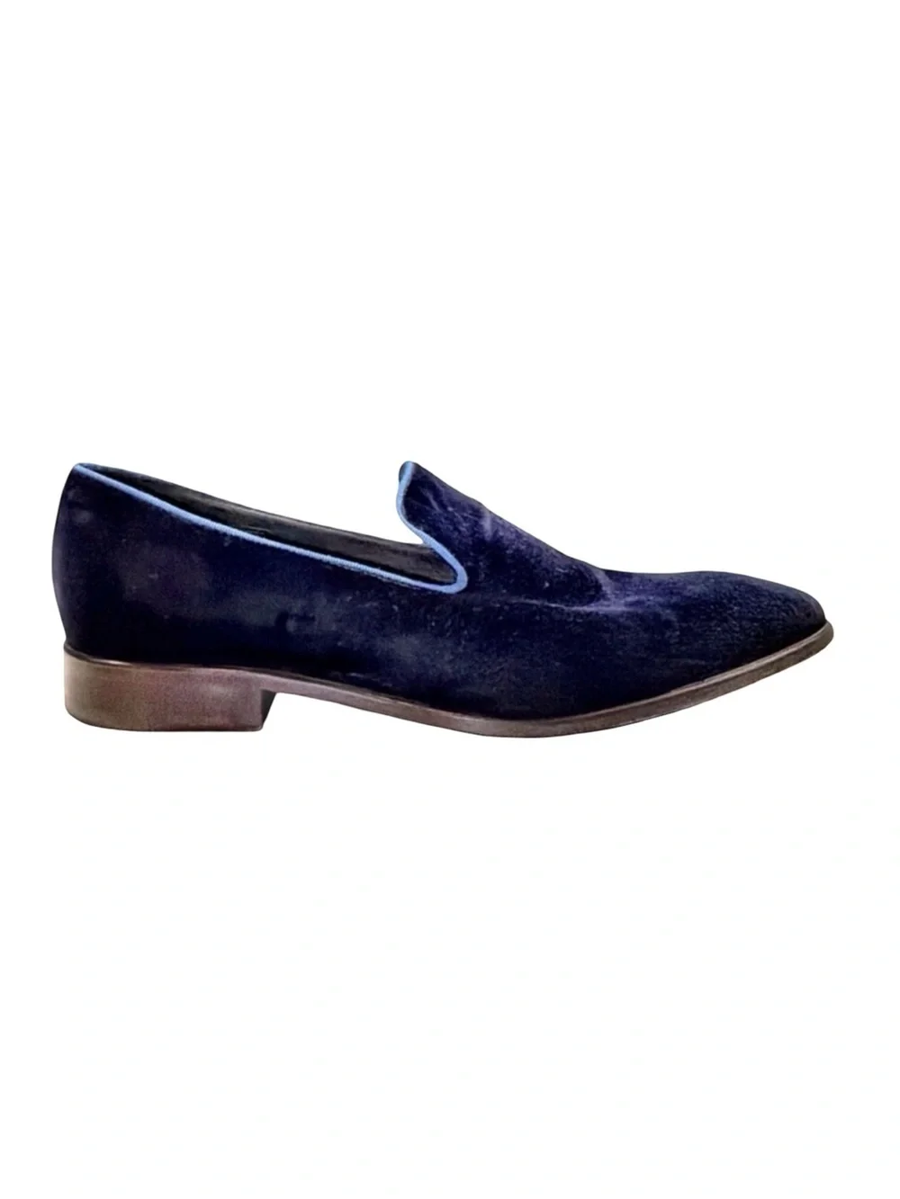 Saks Fifth Avenue Velvet Loafers Made in Italy Navy Blue Size 10M Luxury Slip-On